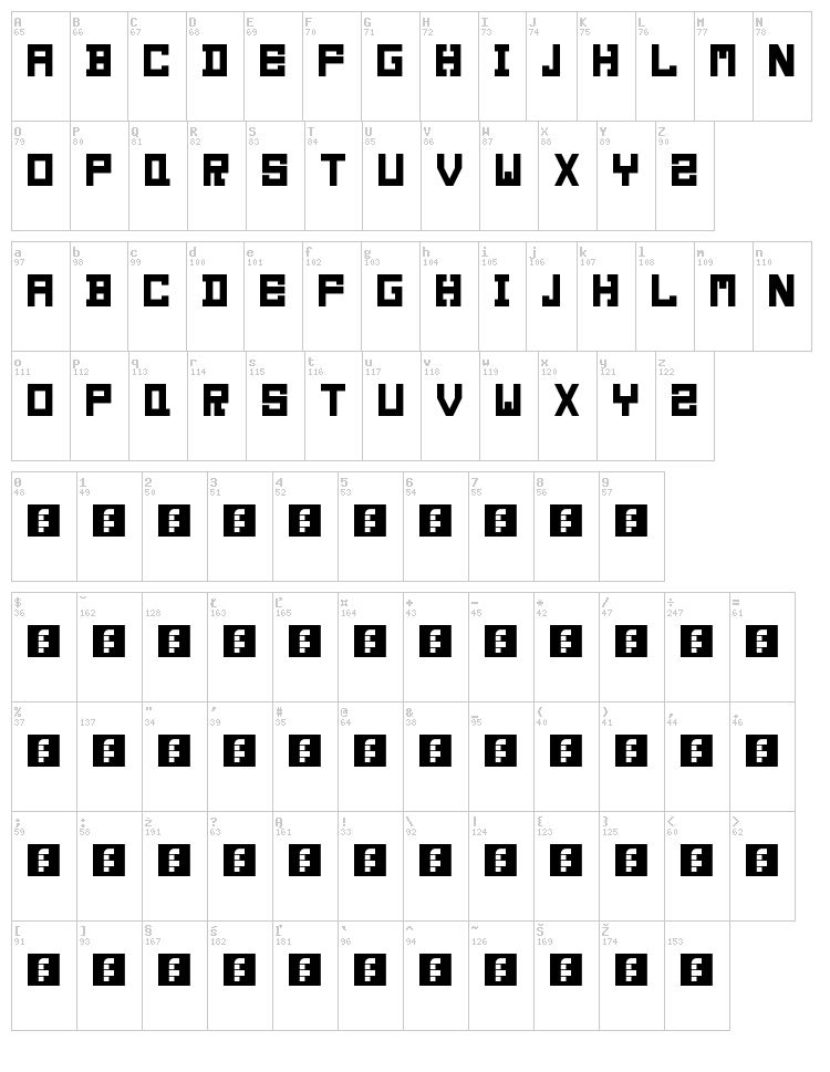 Serif Neu font map